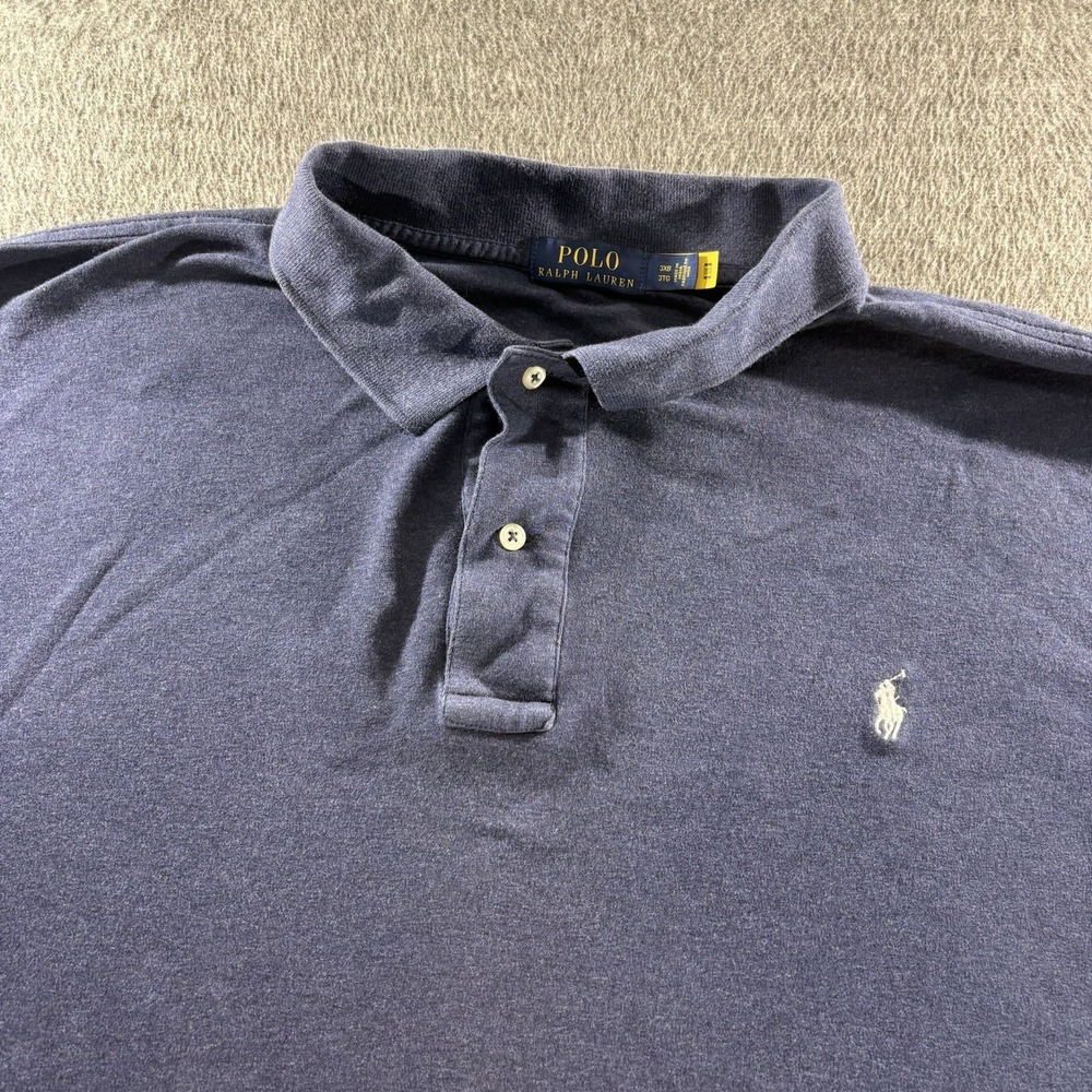 Polo Ralph Lauren Shirt Mens 3XB Big Regular Fit Short Sleeve Navy Stretch Soft